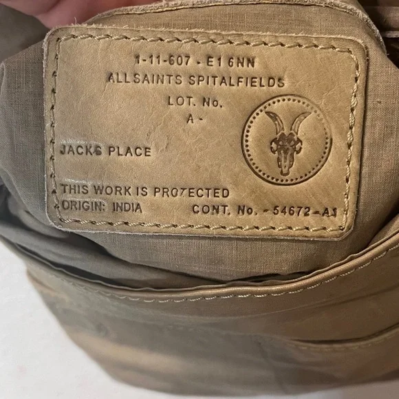 All Saints Spitalfields Leather Crossbody beige Tan purse magnetic jacks place - Picture 8 of 8